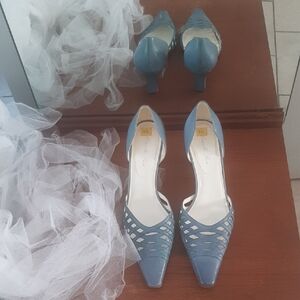 Marcello Paci VINTAGE Chic Dusty Blue🐦Bird Cage Heels💙Size 8.5